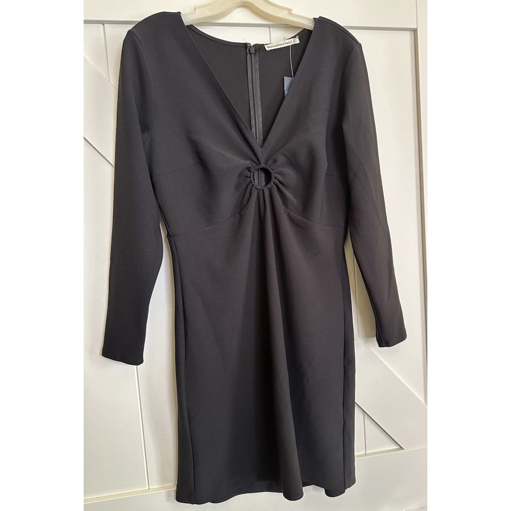 NWT‎ Abercrombie & Fitch Black Knit Long Sleeve Dress Petite Dress  Women's LP